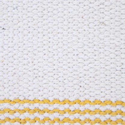 20" X 20" Yellow And White 100% Cotton Geometric Zippered Pillow