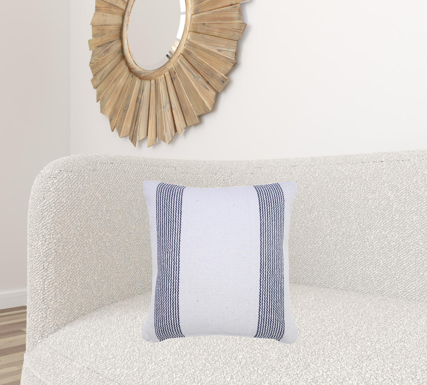 20" X 20" Yellow And White 100% Cotton Geometric Zippered Pillow