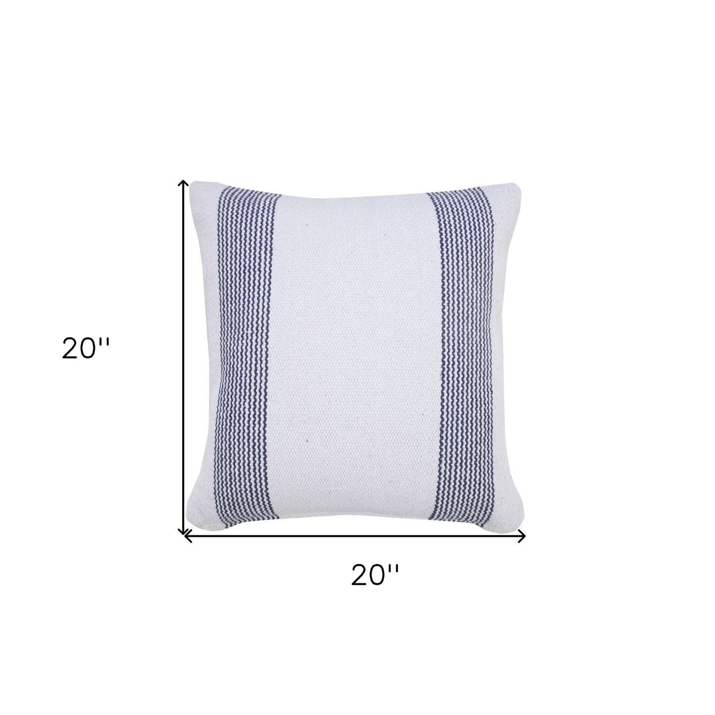 20" X 20" Yellow And White 100% Cotton Geometric Zippered Pillow