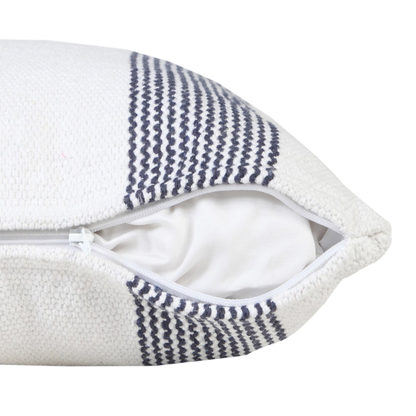 20" X 20" Yellow And White 100% Cotton Geometric Zippered Pillow