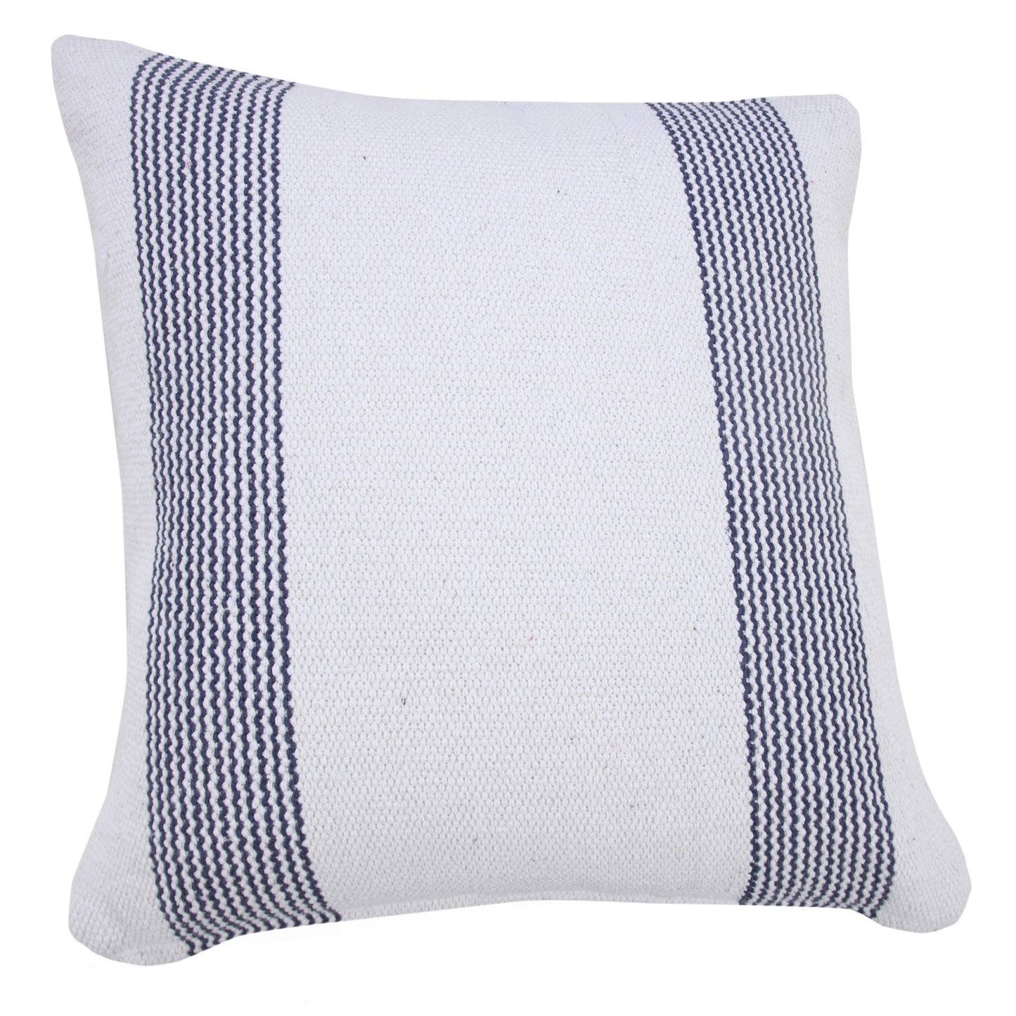 20" X 20" Yellow And White 100% Cotton Geometric Zippered Pillow