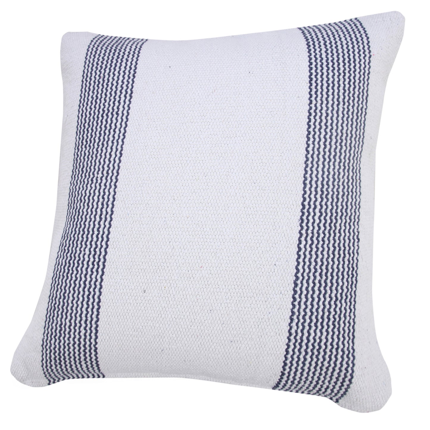 20" X 20" Yellow And White 100% Cotton Geometric Zippered Pillow