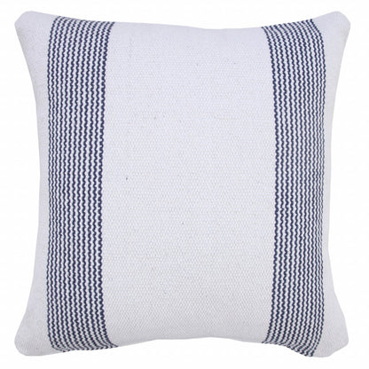 20" X 20" Yellow And White 100% Cotton Geometric Zippered Pillow