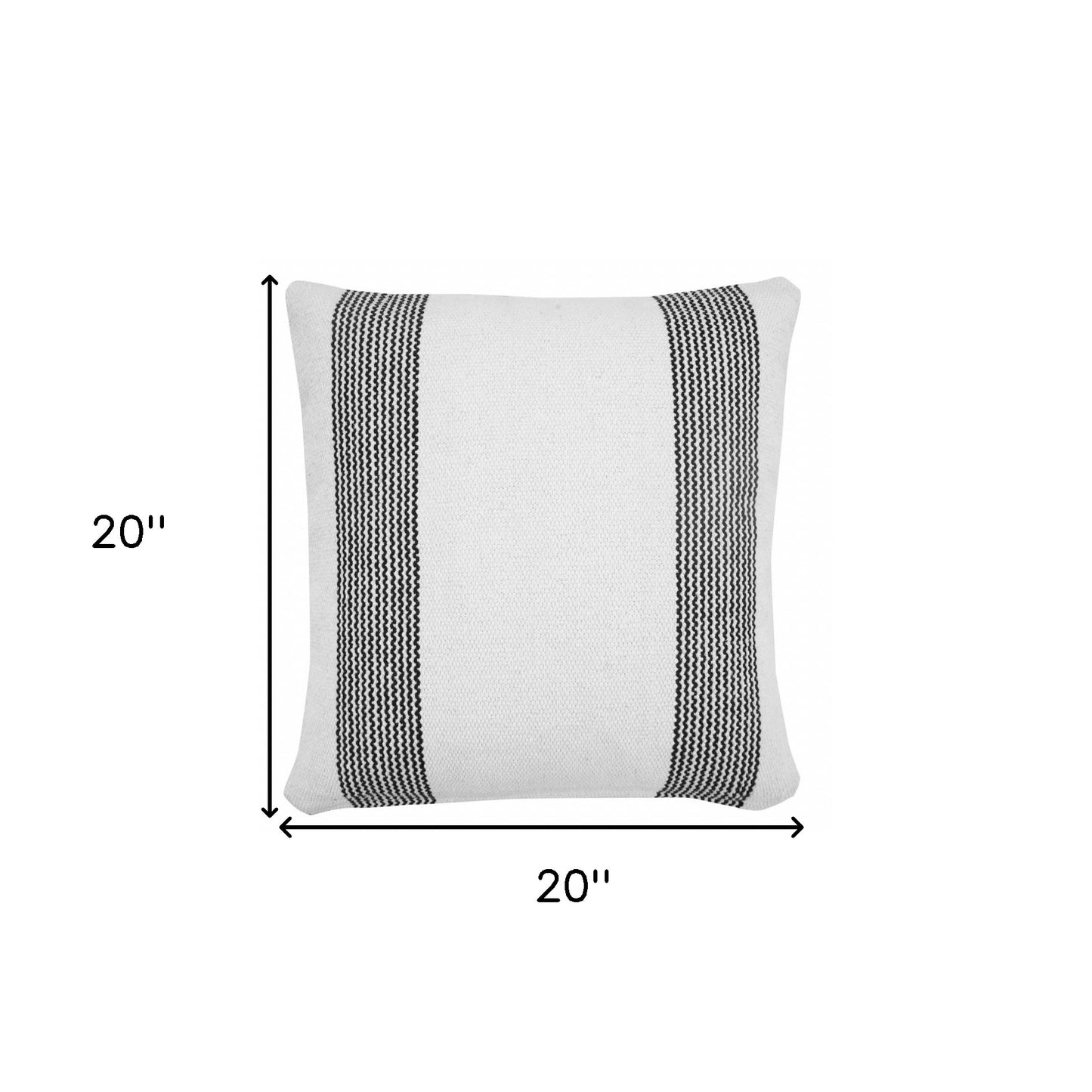 20" X 20" Yellow And White 100% Cotton Geometric Zippered Pillow