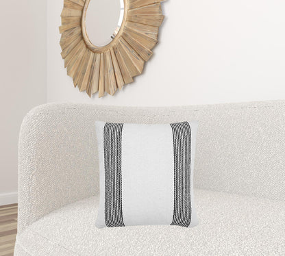 20" X 20" Yellow And White 100% Cotton Geometric Zippered Pillow