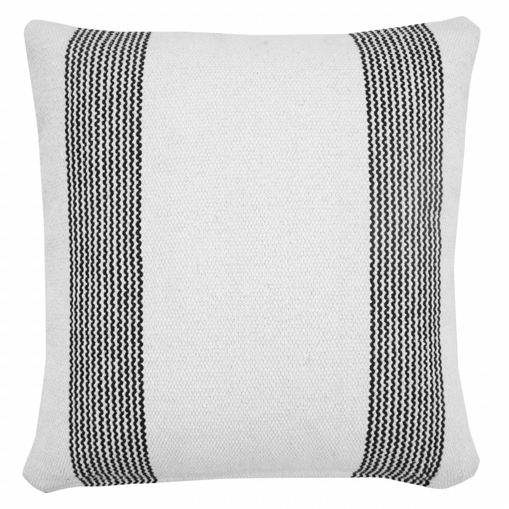 20" X 20" Yellow And White 100% Cotton Geometric Zippered Pillow