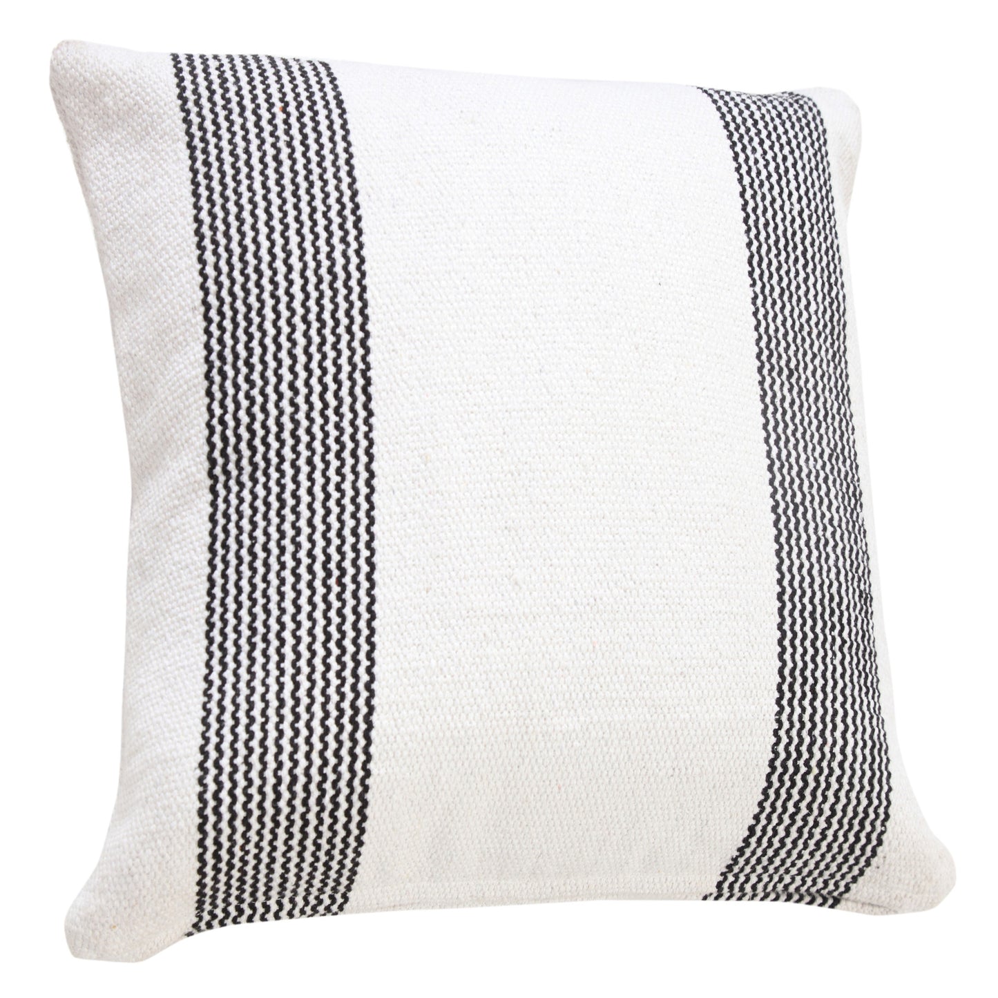 20" X 20" Yellow And White 100% Cotton Geometric Zippered Pillow