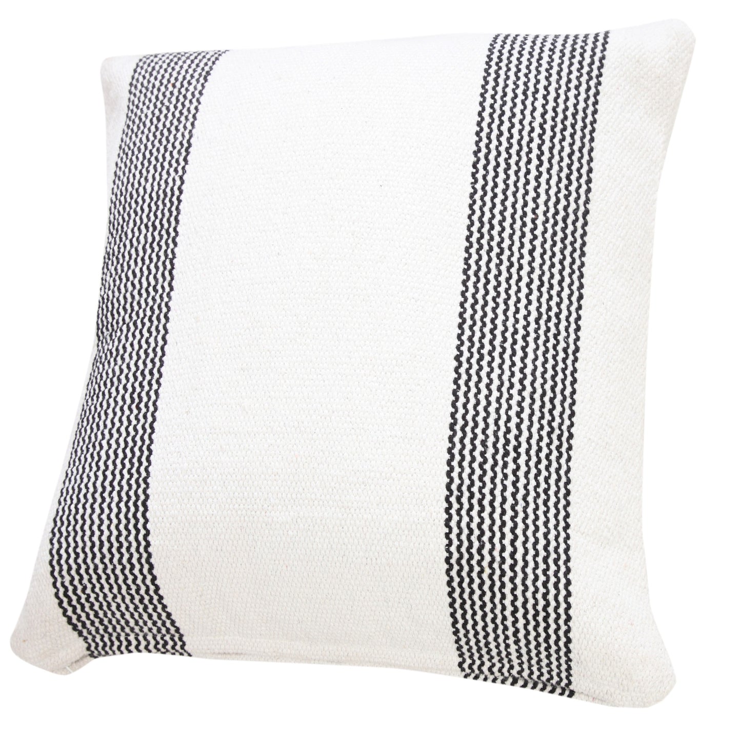 20" X 20" Yellow And White 100% Cotton Geometric Zippered Pillow