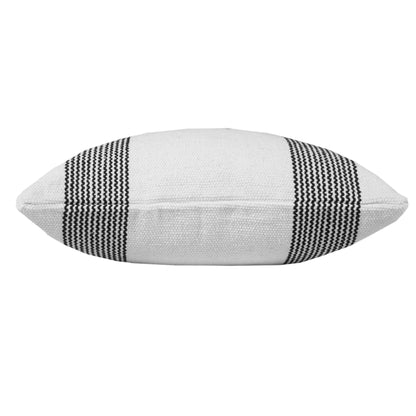 20" X 20" Yellow And White 100% Cotton Geometric Zippered Pillow