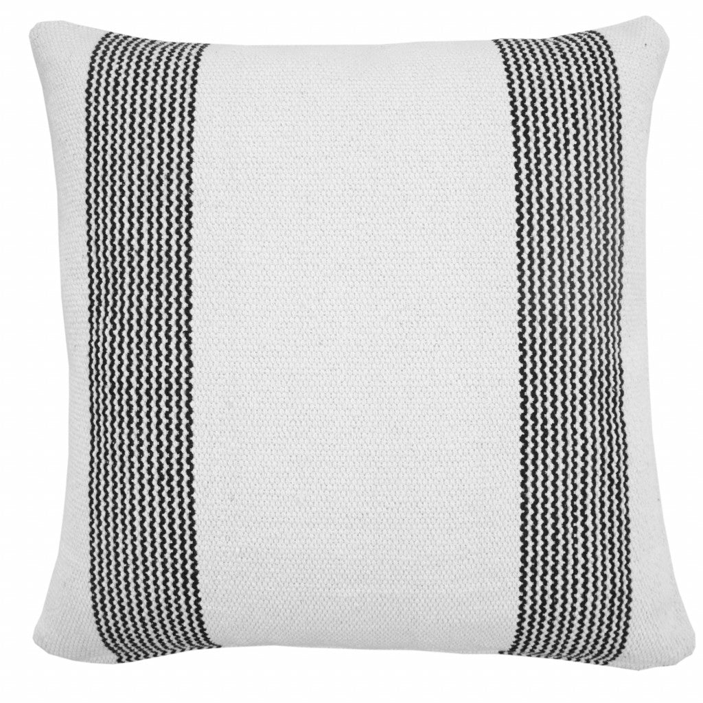 20" X 20" Yellow And White 100% Cotton Geometric Zippered Pillow
