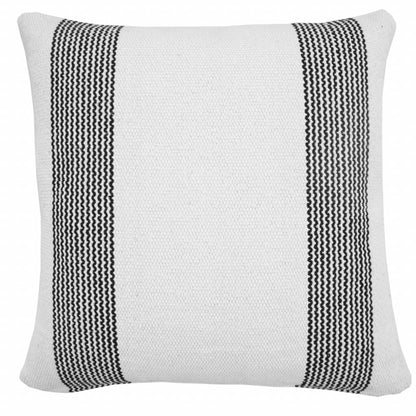 20" X 20" Yellow And White 100% Cotton Geometric Zippered Pillow