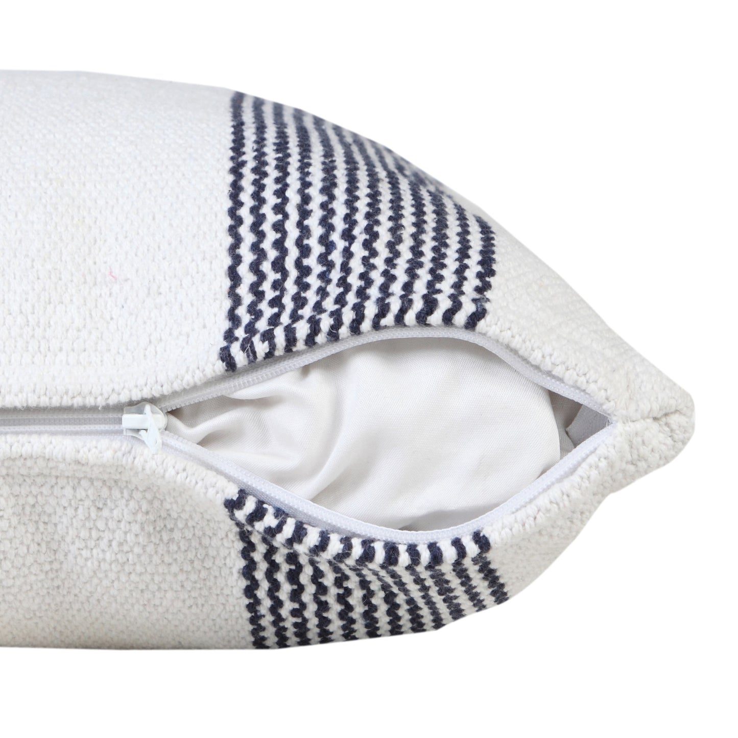 20" X 20" Yellow And White 100% Cotton Geometric Zippered Pillow