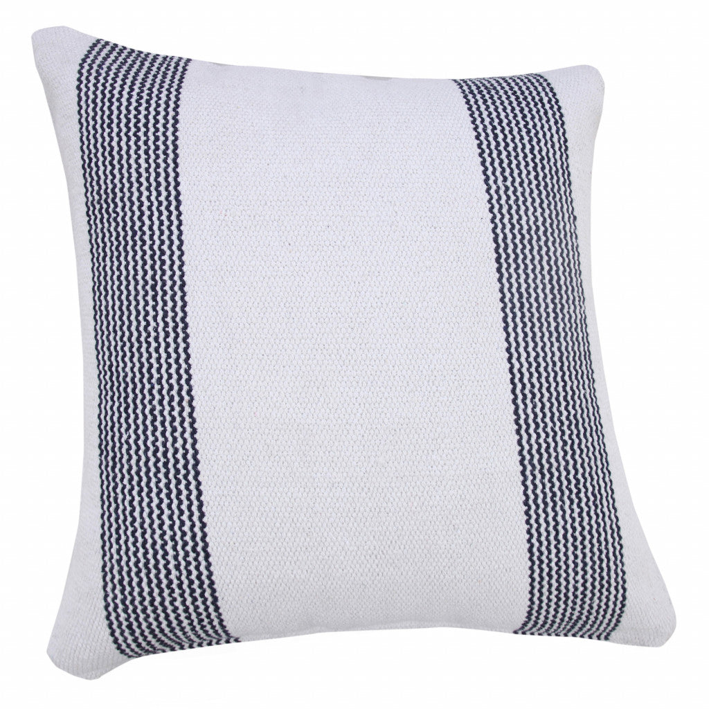 20" X 20" Yellow And White 100% Cotton Geometric Zippered Pillow