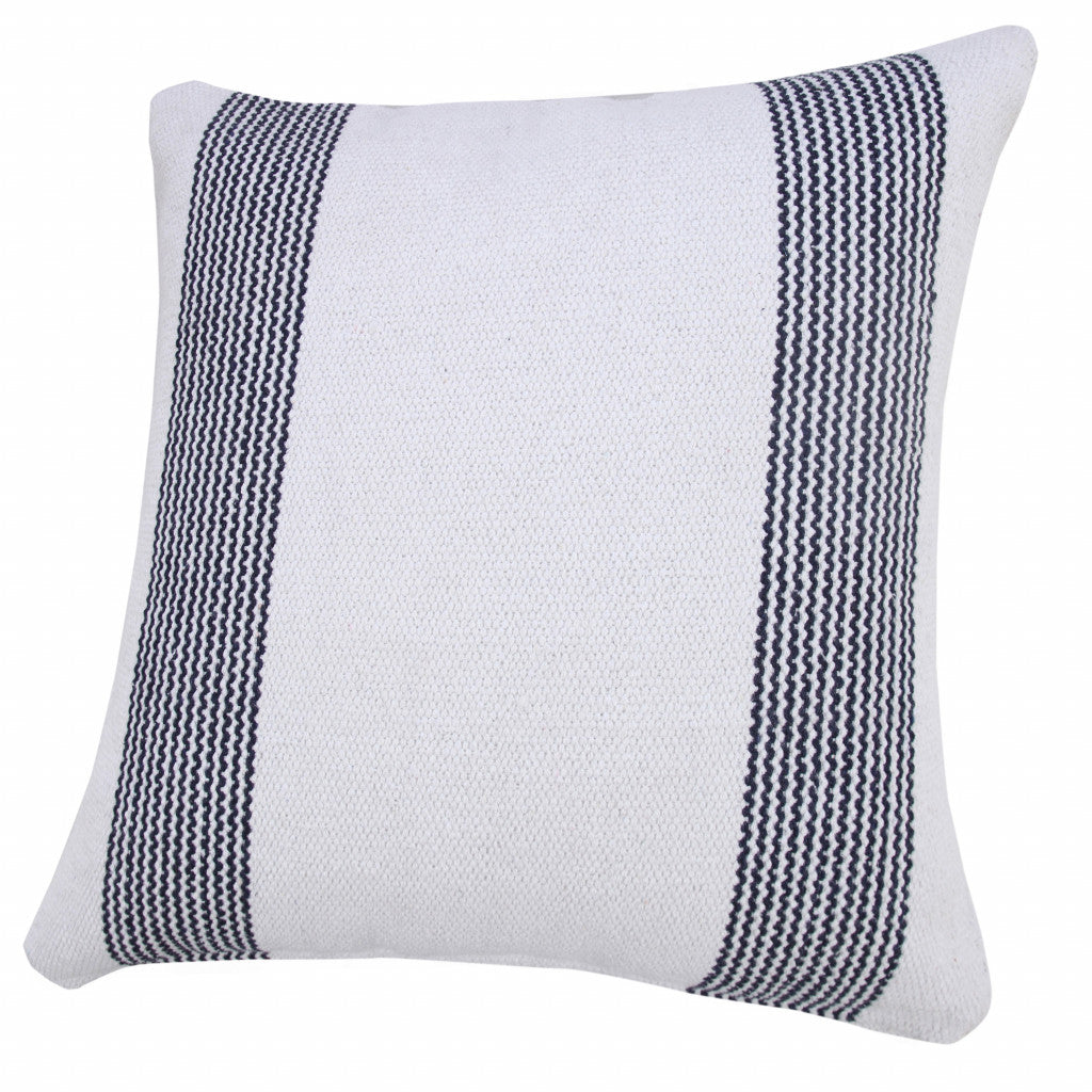 20" X 20" Yellow And White 100% Cotton Geometric Zippered Pillow