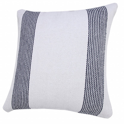 20" X 20" Yellow And White 100% Cotton Geometric Zippered Pillow
