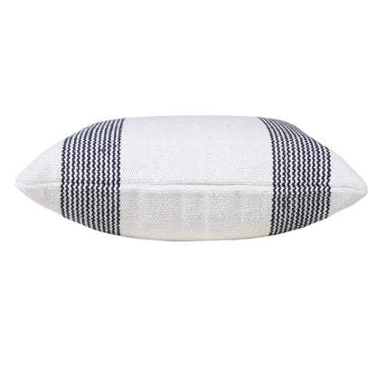 20" X 20" Yellow And White 100% Cotton Geometric Zippered Pillow