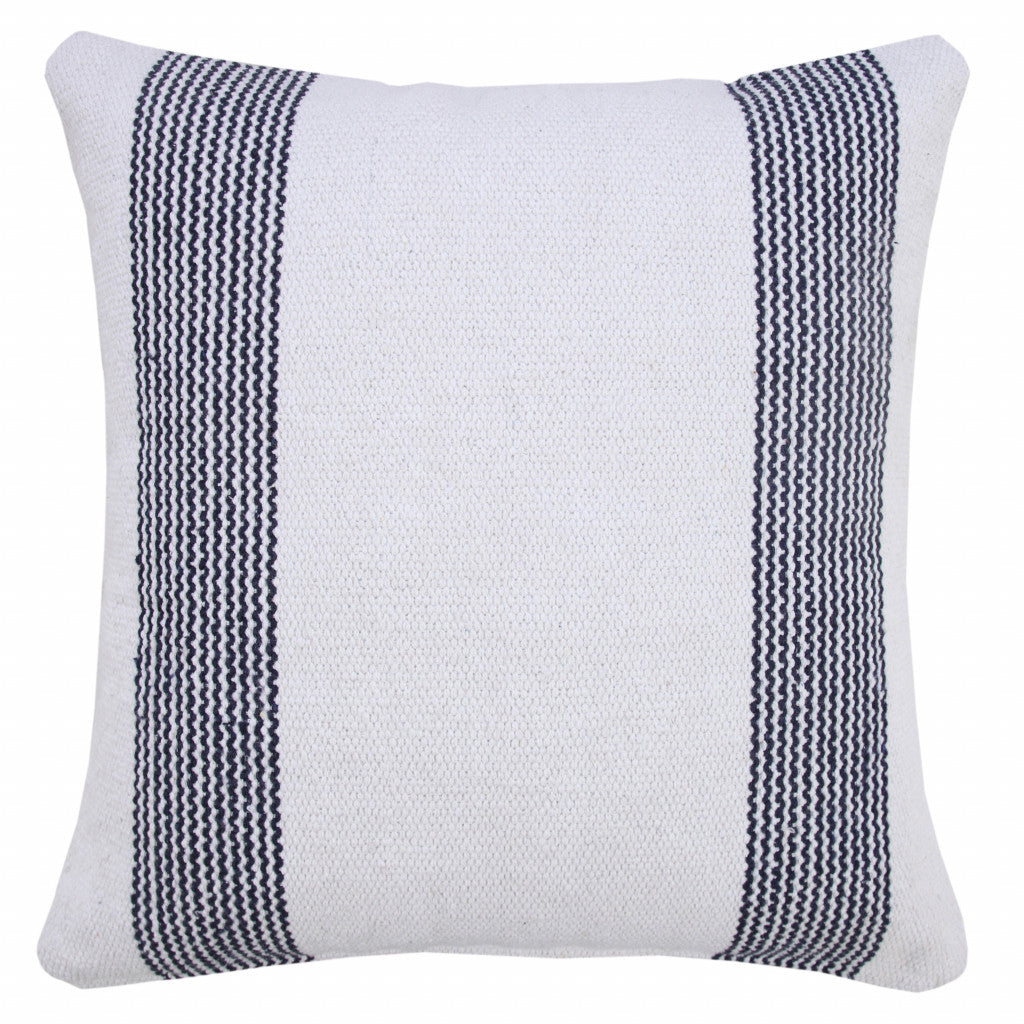 20" X 20" Yellow And White 100% Cotton Geometric Zippered Pillow
