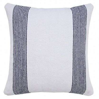 20" X 20" Yellow And White 100% Cotton Geometric Zippered Pillow