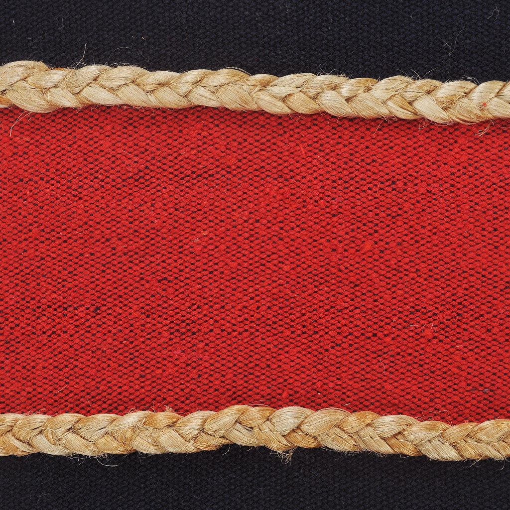24" X 24" Navy Red And Tan 100% Cotton Striped Zippered Pillow