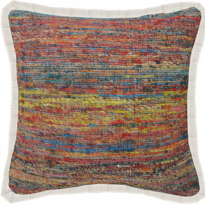 20" X 20" Red Green Blue Yellow And Orange Polyester Geometric Zippered Pillow