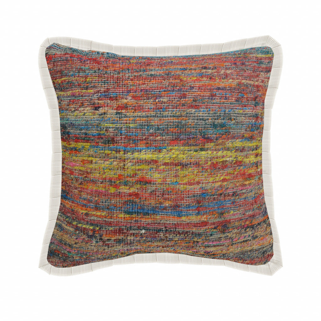 20" X 20" Red Green Blue Yellow And Orange Polyester Geometric Zippered Pillow
