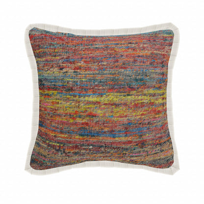 20" X 20" Red Green Blue Yellow And Orange Polyester Geometric Zippered Pillow