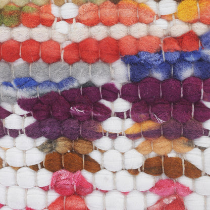 14" X 36" White Red Blue Orange And Green 100% Cotton Geometric Zippered Pillow