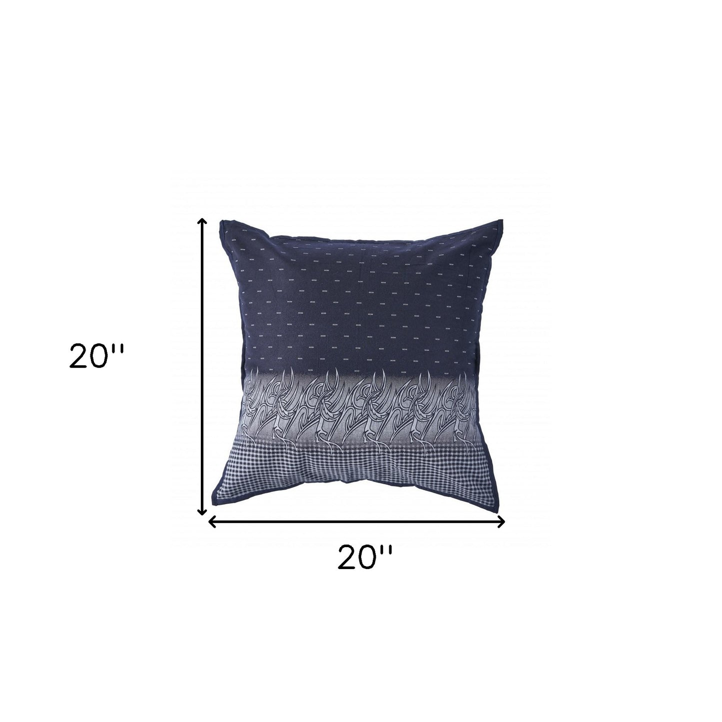 20" X 20" Navy And White 100% Cotton Geometric Zippered Pillow