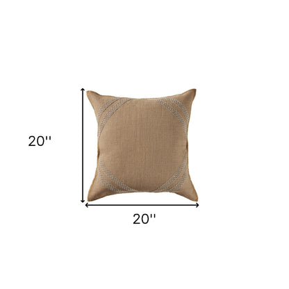 20" X 20" Brown And Tan 100% Cotton Diamond Zippered Pillow