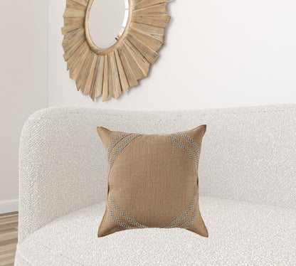 20" X 20" Brown And Tan 100% Cotton Diamond Zippered Pillow