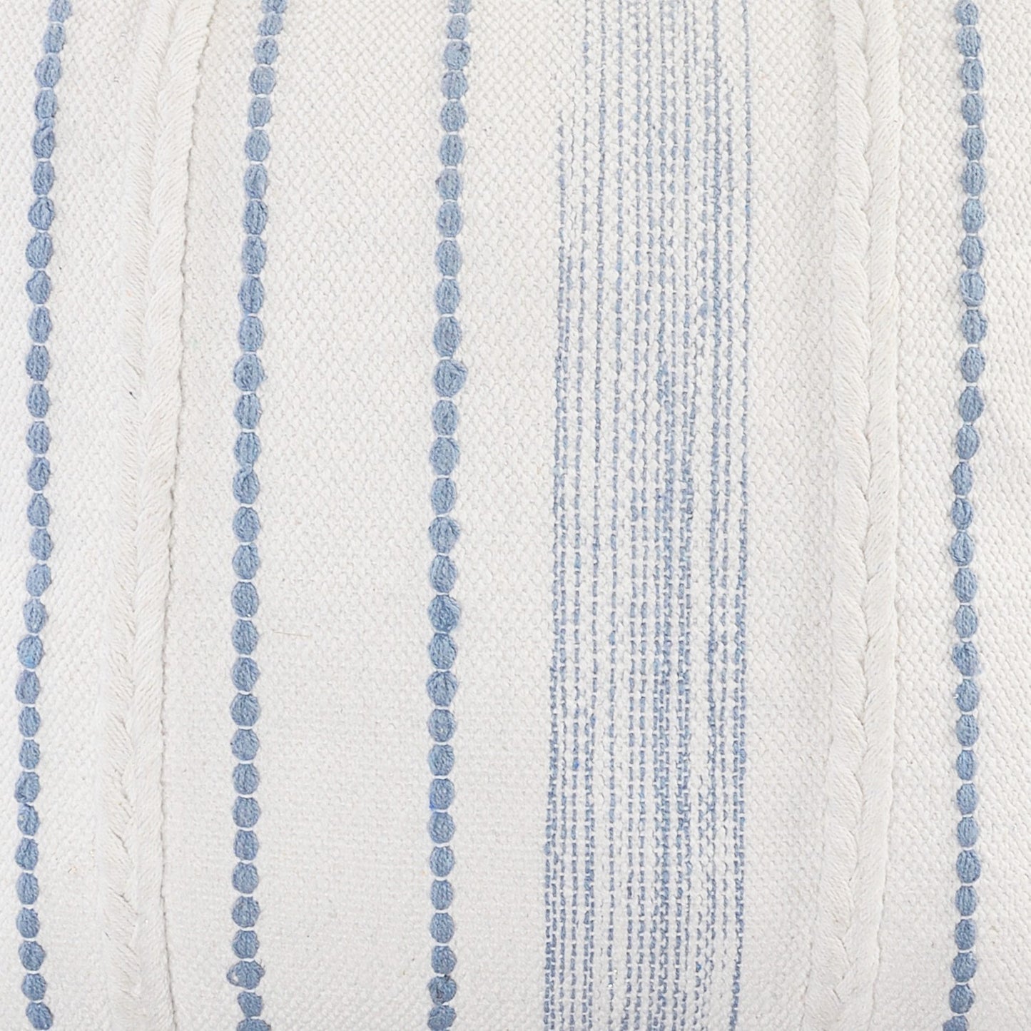 20" X 20" White And Blue 100% Cotton Geometric Zippered Pillow