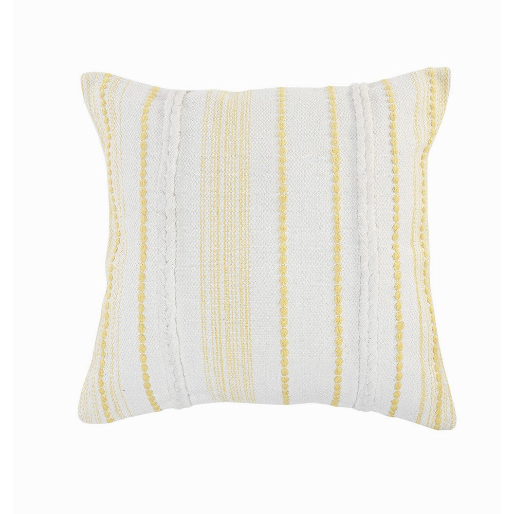20" X 20" White And Blue 100% Cotton Geometric Zippered Pillow
