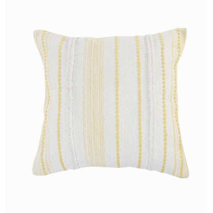 20" X 20" White And Blue 100% Cotton Geometric Zippered Pillow