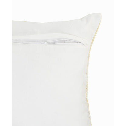 20" X 20" White And Blue 100% Cotton Geometric Zippered Pillow