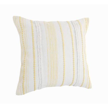 20" X 20" White And Blue 100% Cotton Geometric Zippered Pillow