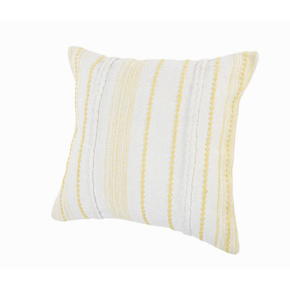 20" X 20" White And Blue 100% Cotton Geometric Zippered Pillow