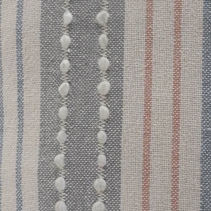 20" X 20" White And Blue 100% Cotton Geometric Zippered Pillow