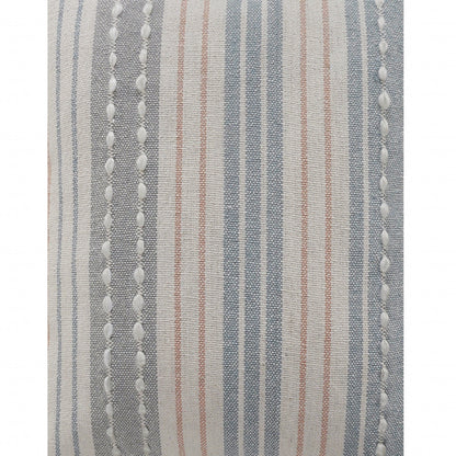 20" X 20" White And Blue 100% Cotton Geometric Zippered Pillow