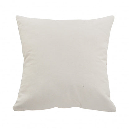 20" X 20" White And Blue 100% Cotton Geometric Zippered Pillow