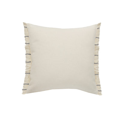 20" X 20" Taupe And Dusty Blue Jute Coastal Zippered Pillow
