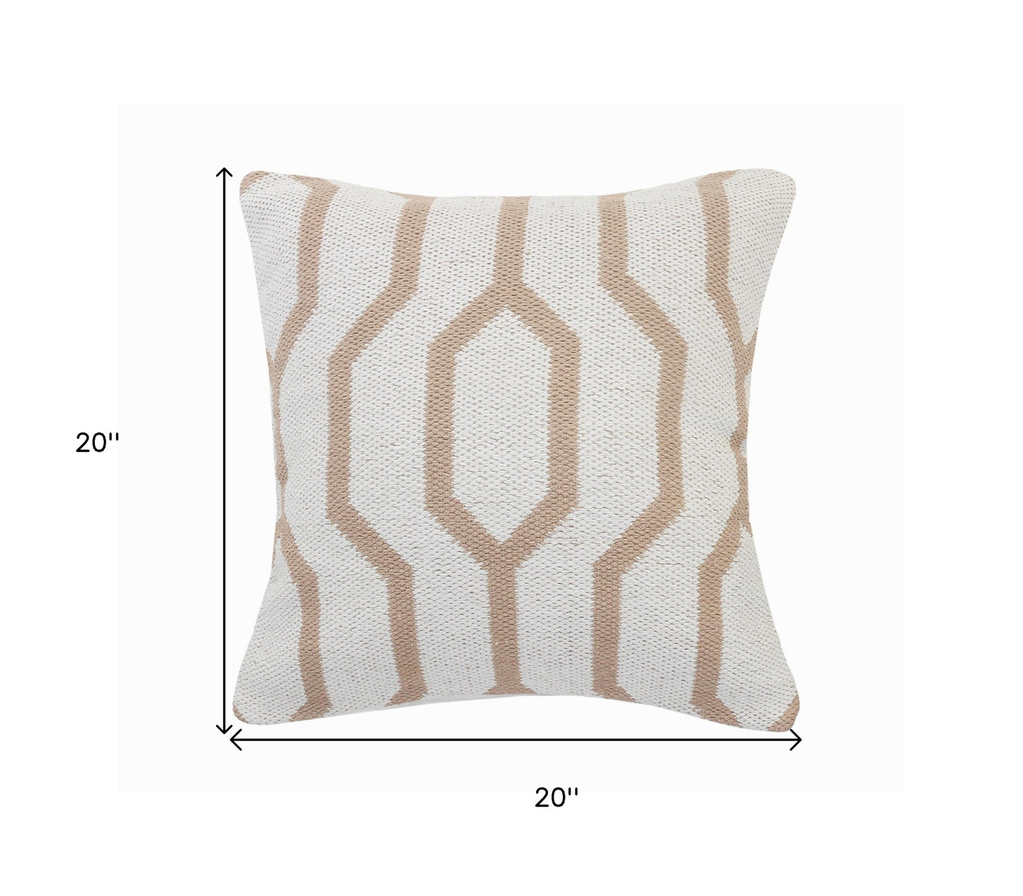 20" X 20" White And Black 100% Cotton Geometric Zippered Pillow