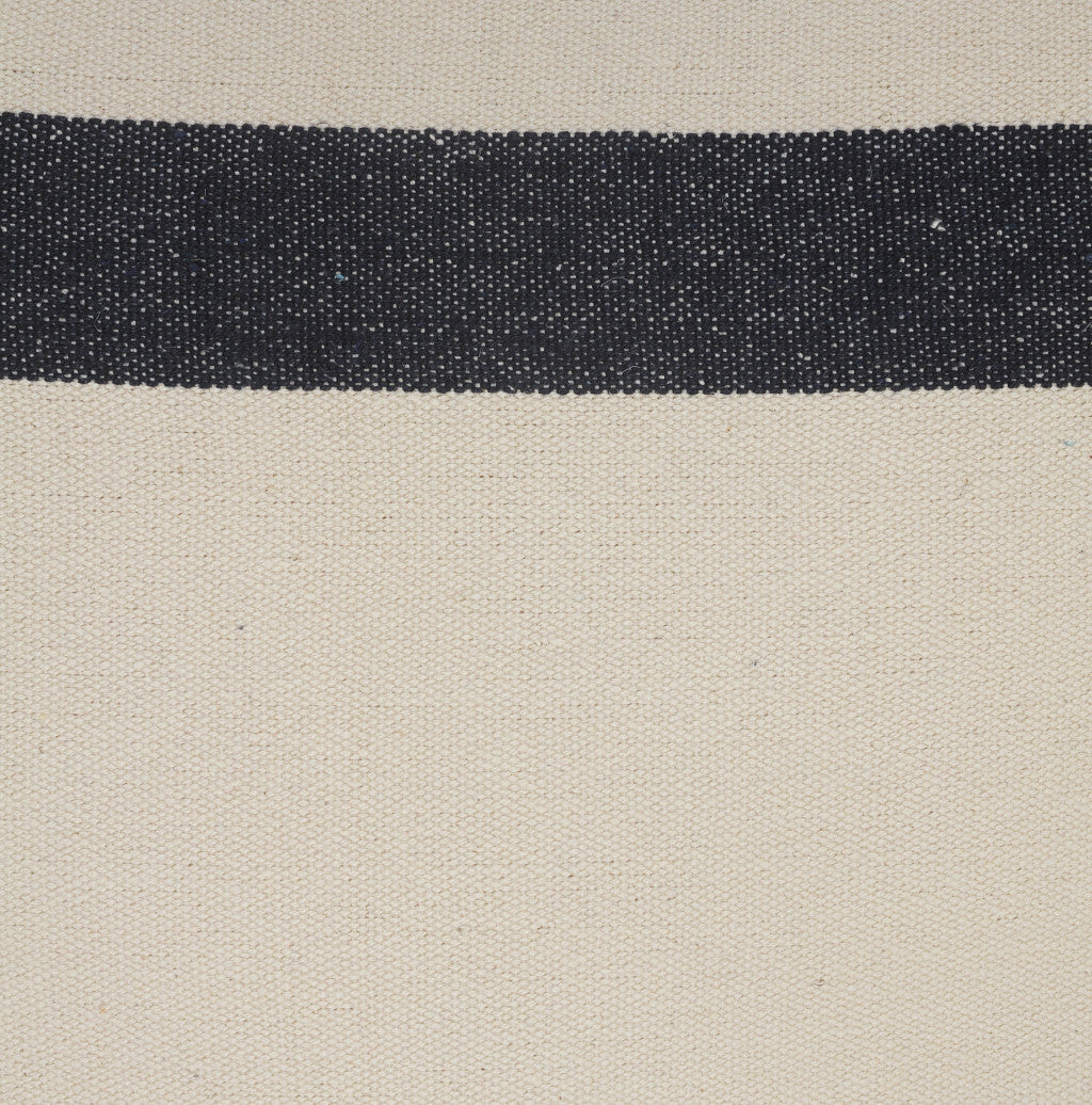 20" X 20" Ensign Blue White And Linen 100% Cotton Striped Zippered Pillow