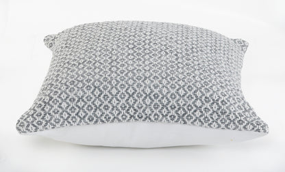 18" X 18" Navy And White 100% Cotton Geometric Zippered Pillow