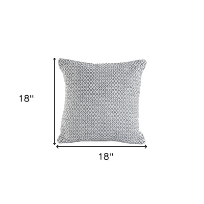 18" X 18" Navy And White 100% Cotton Geometric Zippered Pillow