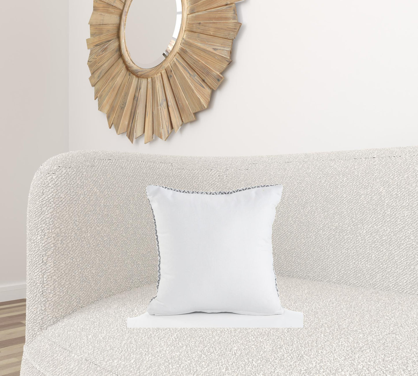 18" X 18" Navy And White 100% Cotton Geometric Zippered Pillow