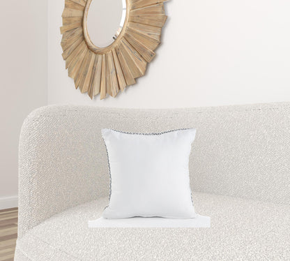 18" X 18" Navy And White 100% Cotton Geometric Zippered Pillow