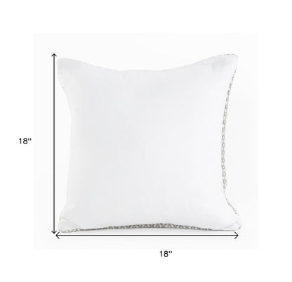 18" X 18" Navy And White 100% Cotton Geometric Zippered Pillow