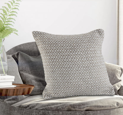 18" X 18" Navy And White 100% Cotton Geometric Zippered Pillow