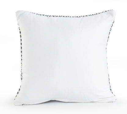 18" X 18" Navy And White 100% Cotton Geometric Zippered Pillow