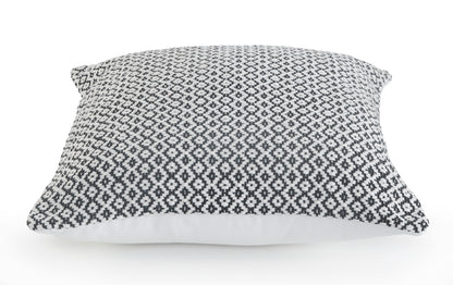 18" X 18" Navy And White 100% Cotton Geometric Zippered Pillow